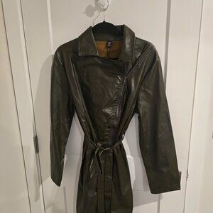 Green short, leather dress